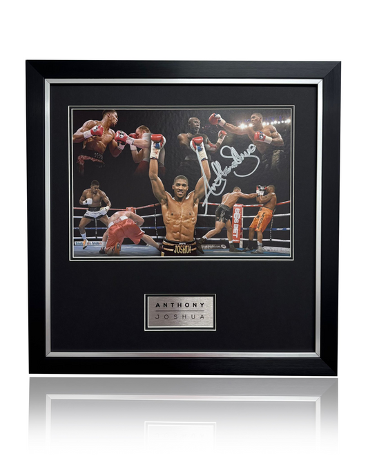 Anthony Joshua boxing signed framed photo montage