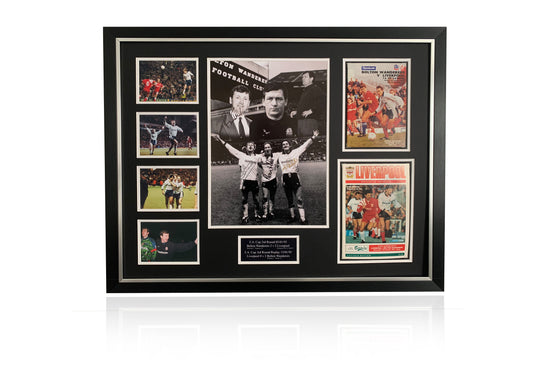 Bruce Rioch, John McGinlay, David Lee and Andy Walker signed deluxe photo montage with original programmes
