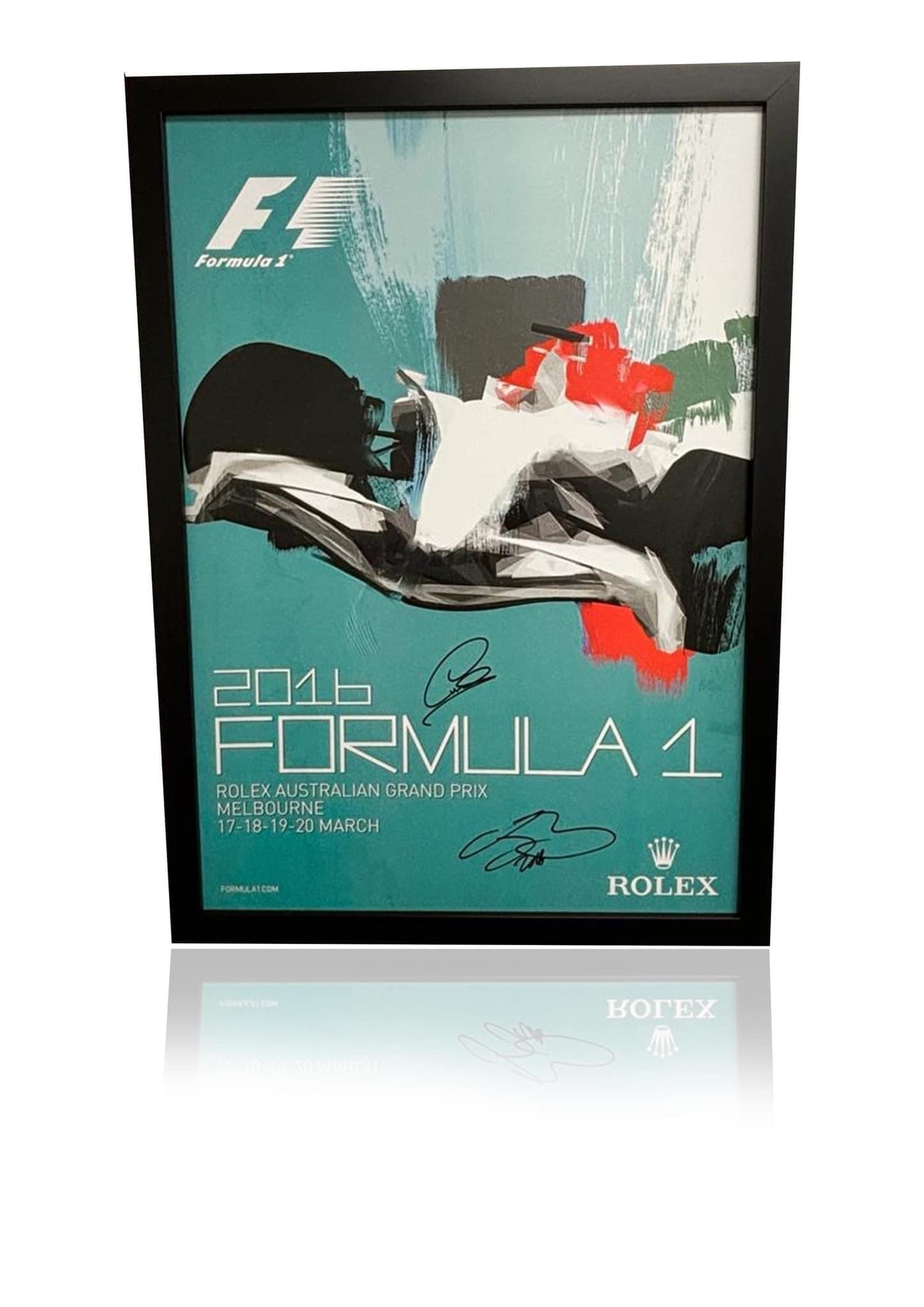 F1 original Grand Prix Australia 2016 framed poster signed by 2 world champions