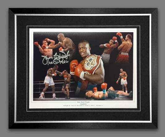 James Buster Douglas boxing signed framed photo montage