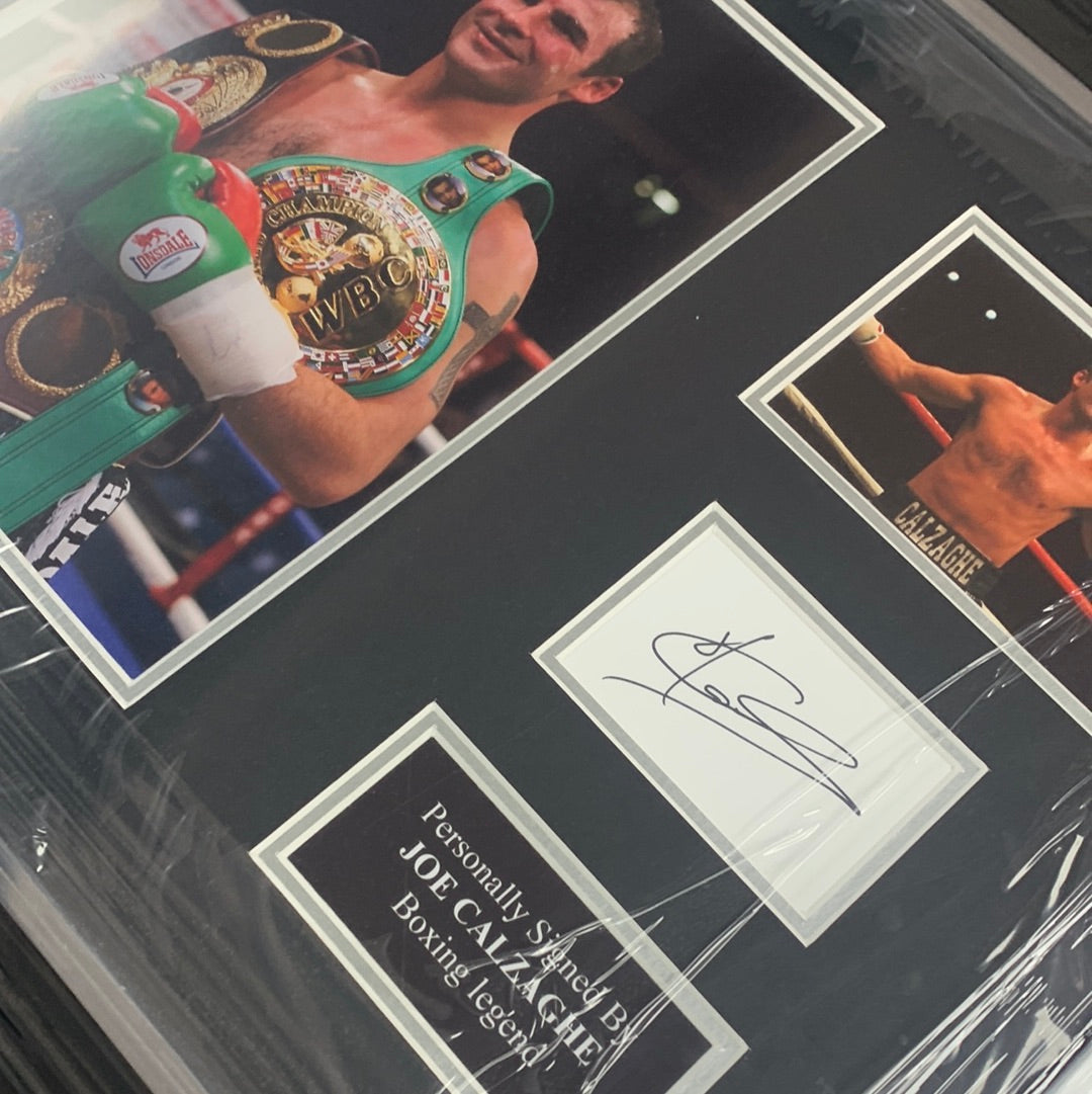 Joe Calzaghe framed signed photo card montage