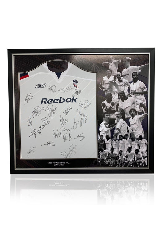 Bolton Wanderers F.C. squad signed 05/07 framed original shirt deluxe montage