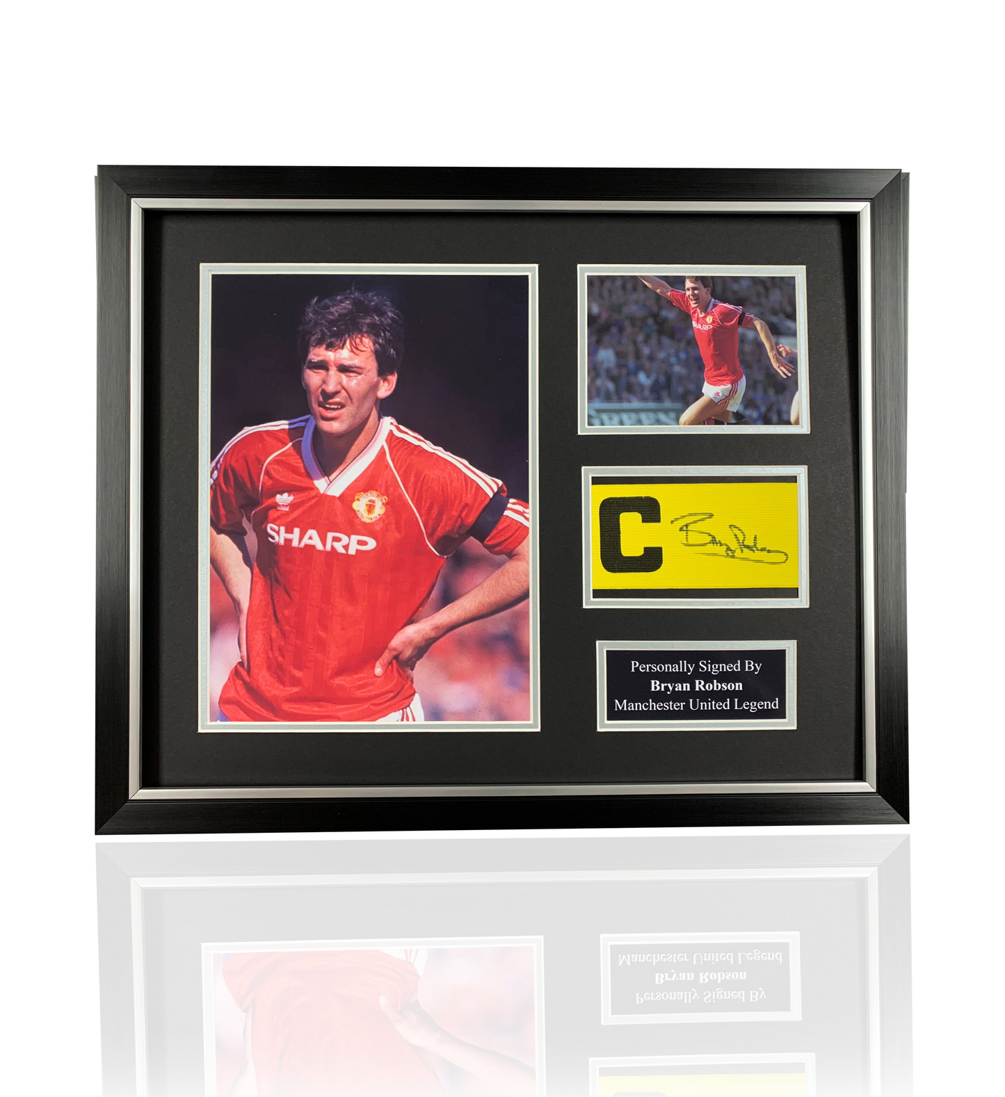 Bryan Robson signed framed Manchester United captains armband