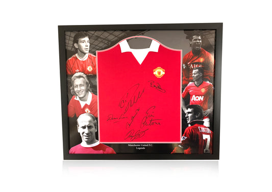 Manchester United Legends signed shirt deluxe montage framed