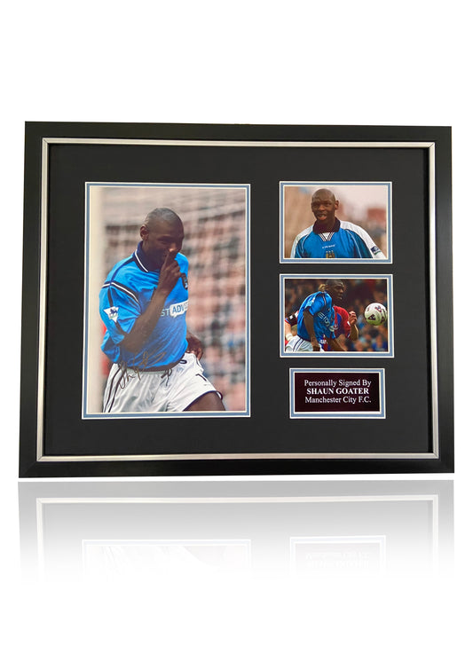 Shaun Goater signed framed Manchester City photo montage MCFC