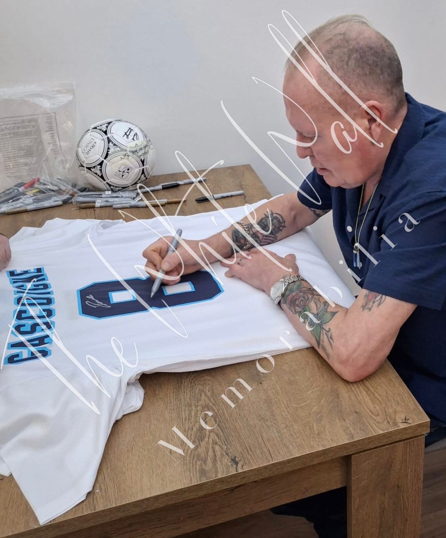 Paul Gazza Gascoigne Euro 96 signed deluxe framed shirt