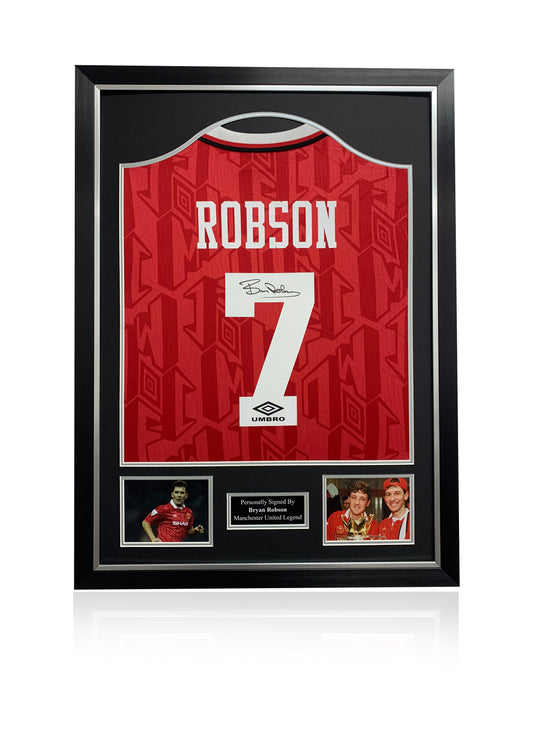 Bryan Robson Manchester United 92/94 hand signed framed shirt
