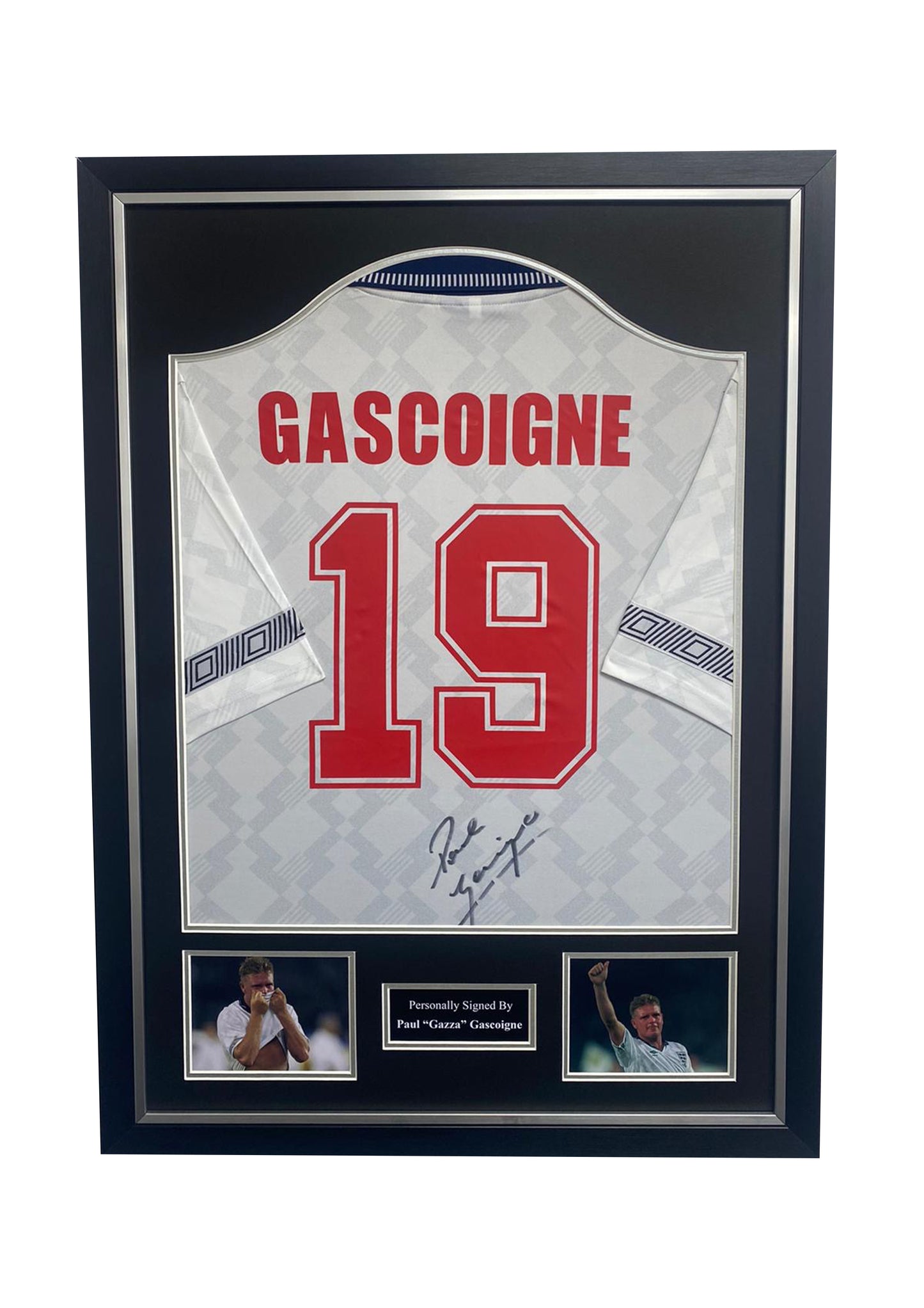 Paul Gazza Gascoigne Italia 90 England signed framed shirt