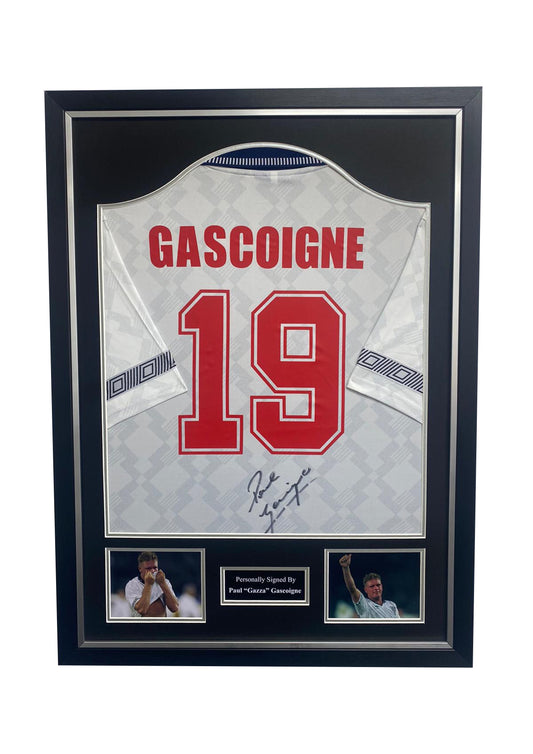 Paul Gazza Gascoigne Italia 90 England signed framed shirt