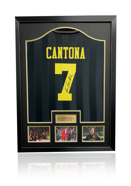 Eric 'The King' Cantona number 7 Manchester United hand signed framed  infamous king fu kick shirt