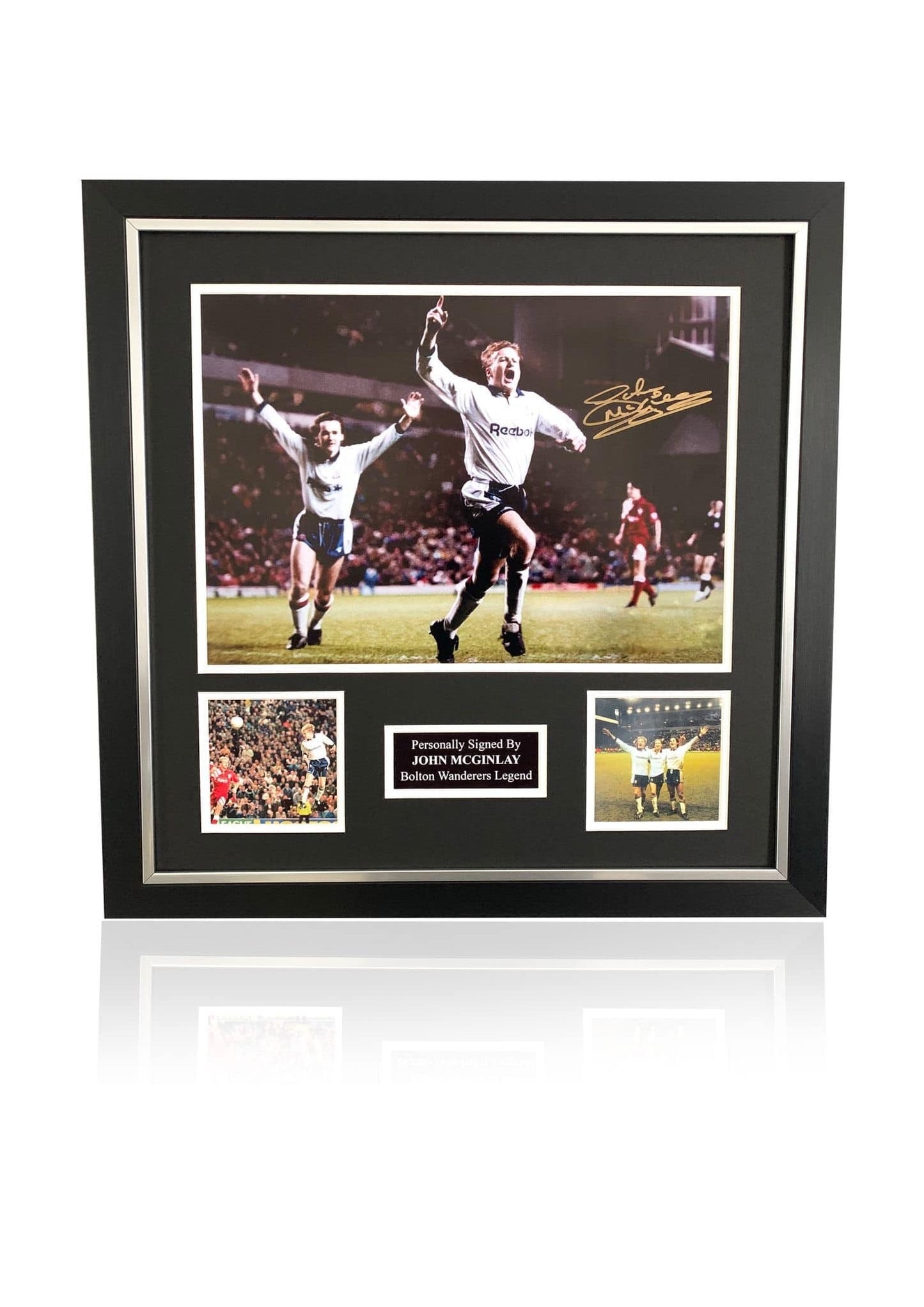 John McGinlay Bolton Wanderers signed framed photo montage white hot