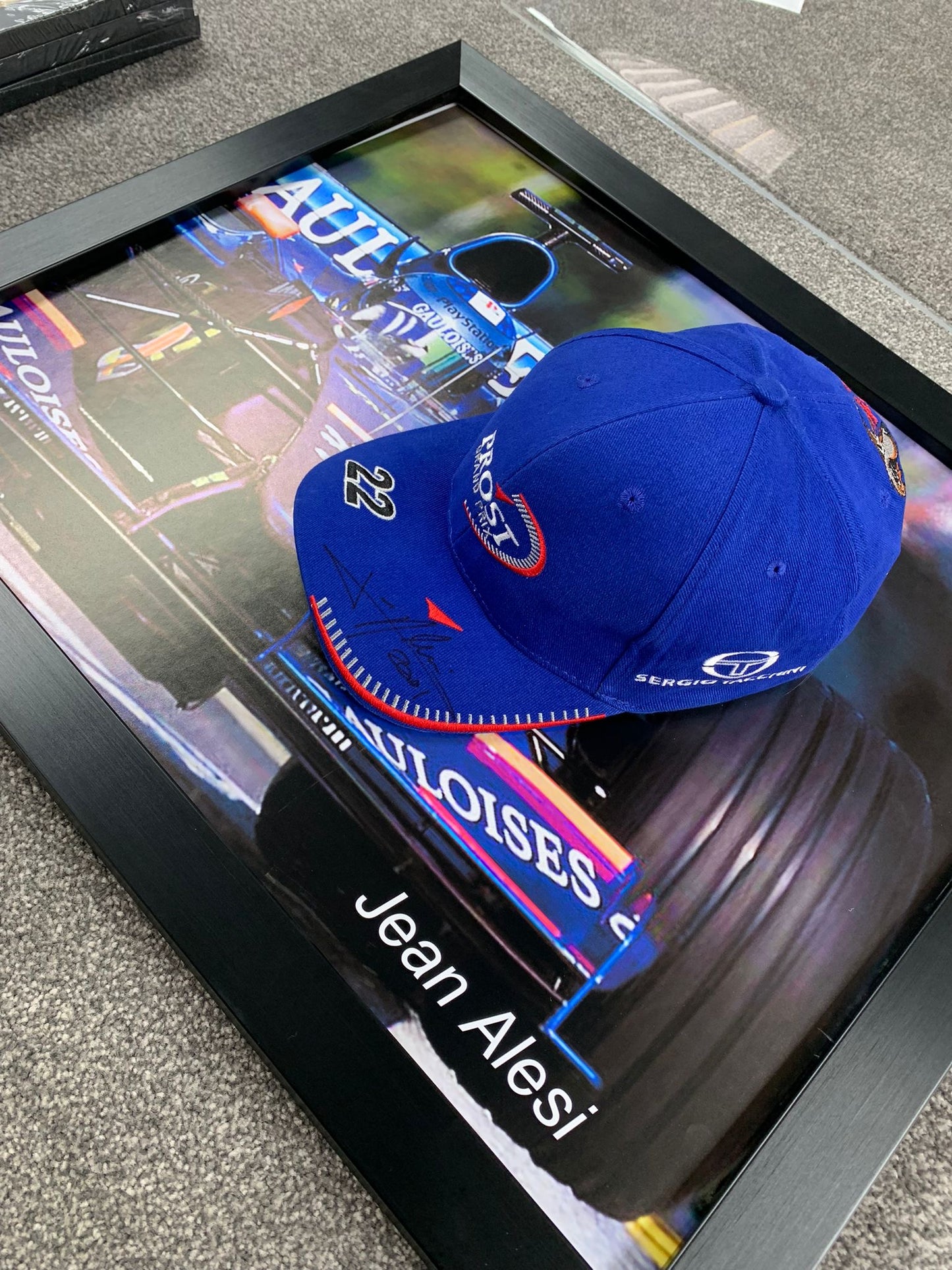 Jean Alesi F1 signed framed racing cap