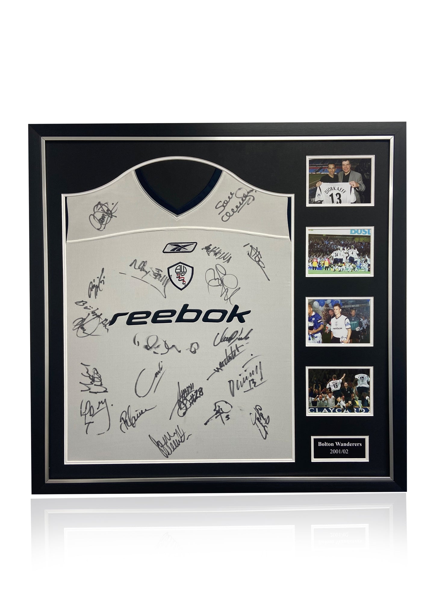 Bolton Wanderers F.C. squad signed 01/02 framed shirt