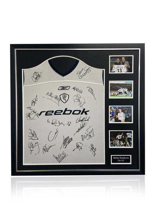 Bolton Wanderers F.C. squad signed 01/02 framed shirt