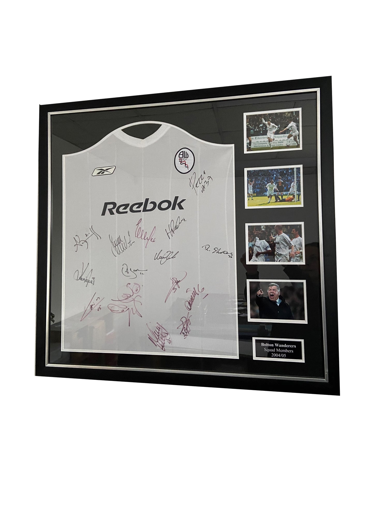 Bolton Wanderers F.C. 2004/05 squad hand signed original shirt framed BWFC