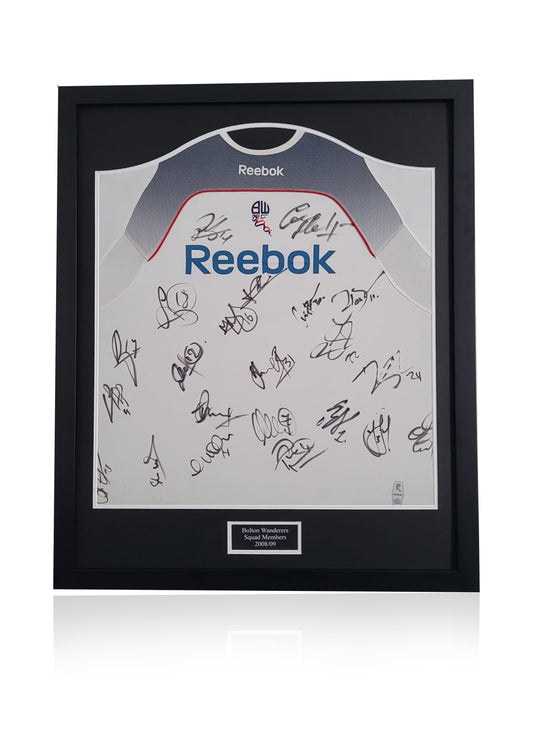 Bolton Wanderers F.C. Squad signed framed original shirt 08/09