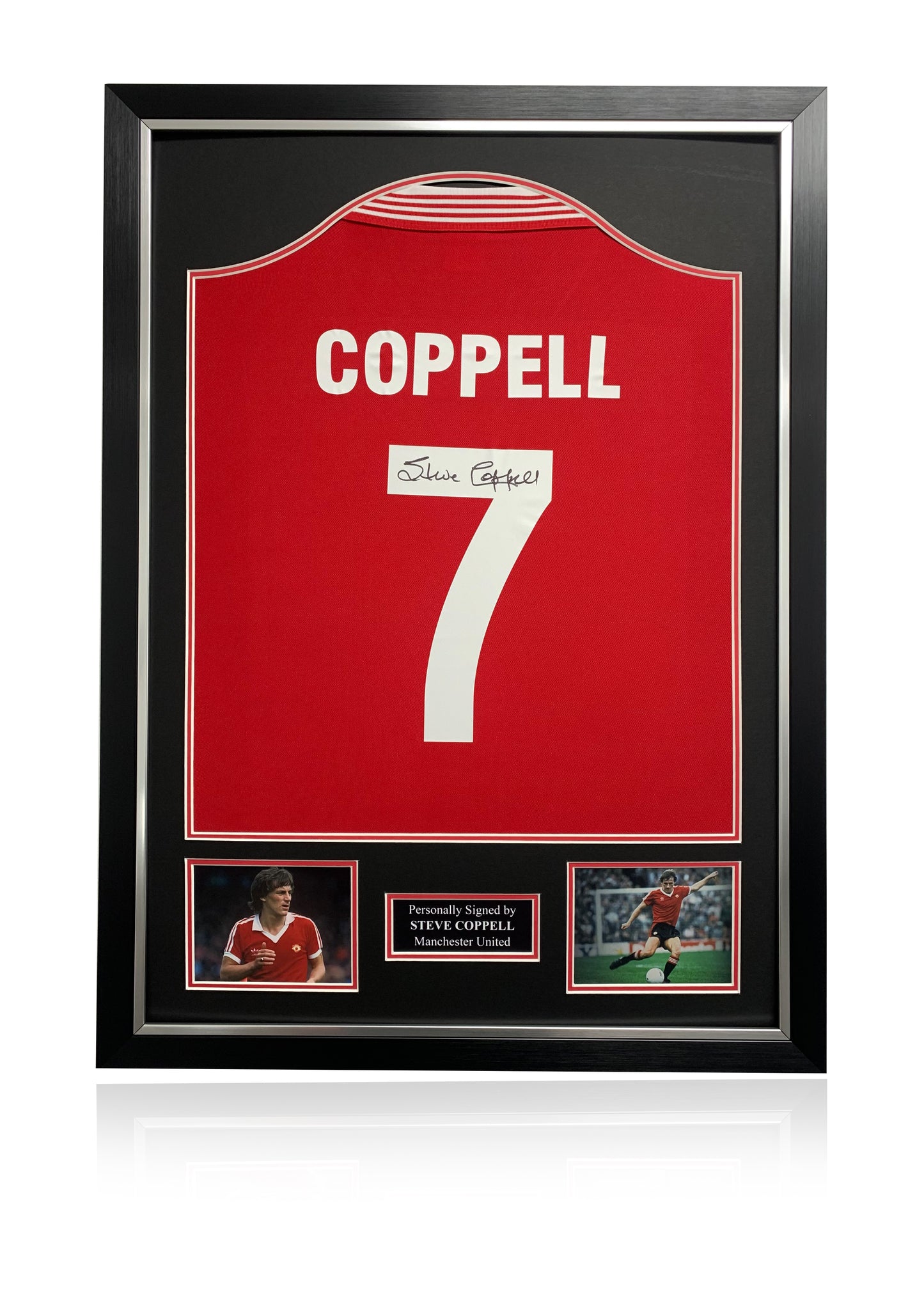 Steve Coppell Manchester United signed framed football shirt