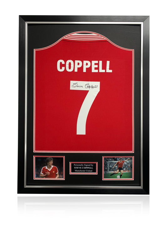 Steve Coppell Manchester United signed framed football shirt