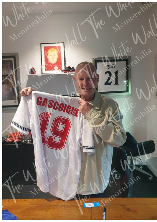 Paul Gazza Gascoigne Italia 90 England signed framed shirt