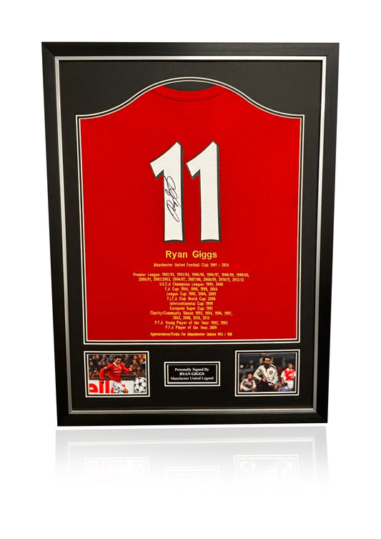 Ryan Giggs Manchester United honours t shirt signed framed shirt