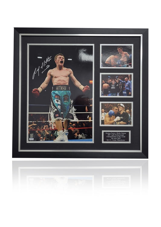 Ricky Hatton boxing signed framed photo montage