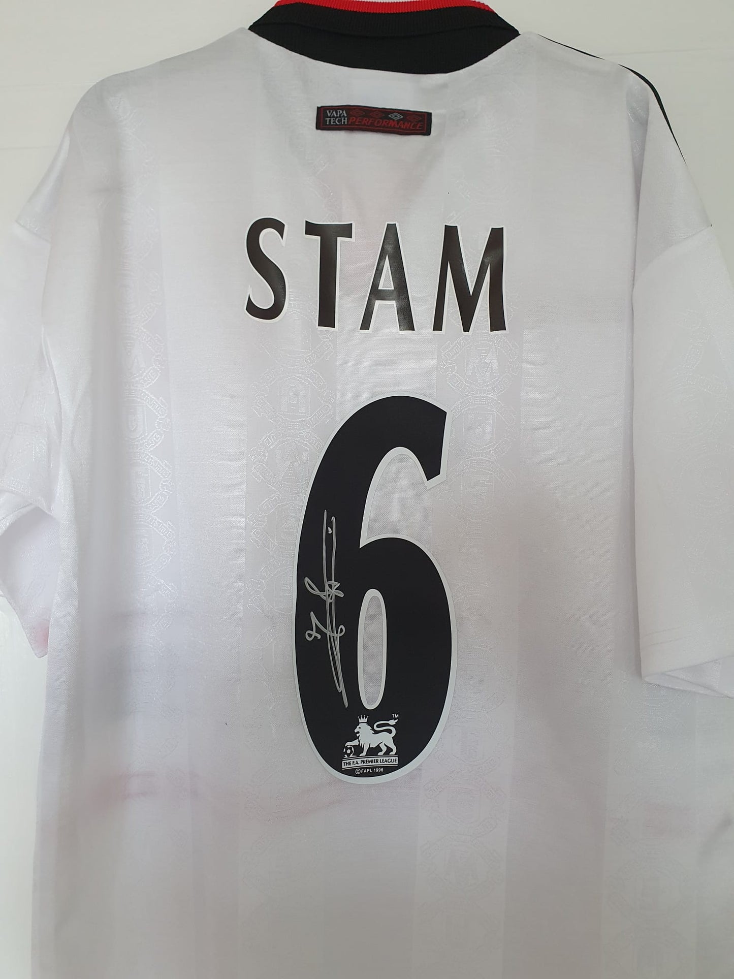 Jaap Stam Signed 1999 Manchester United white away shirt