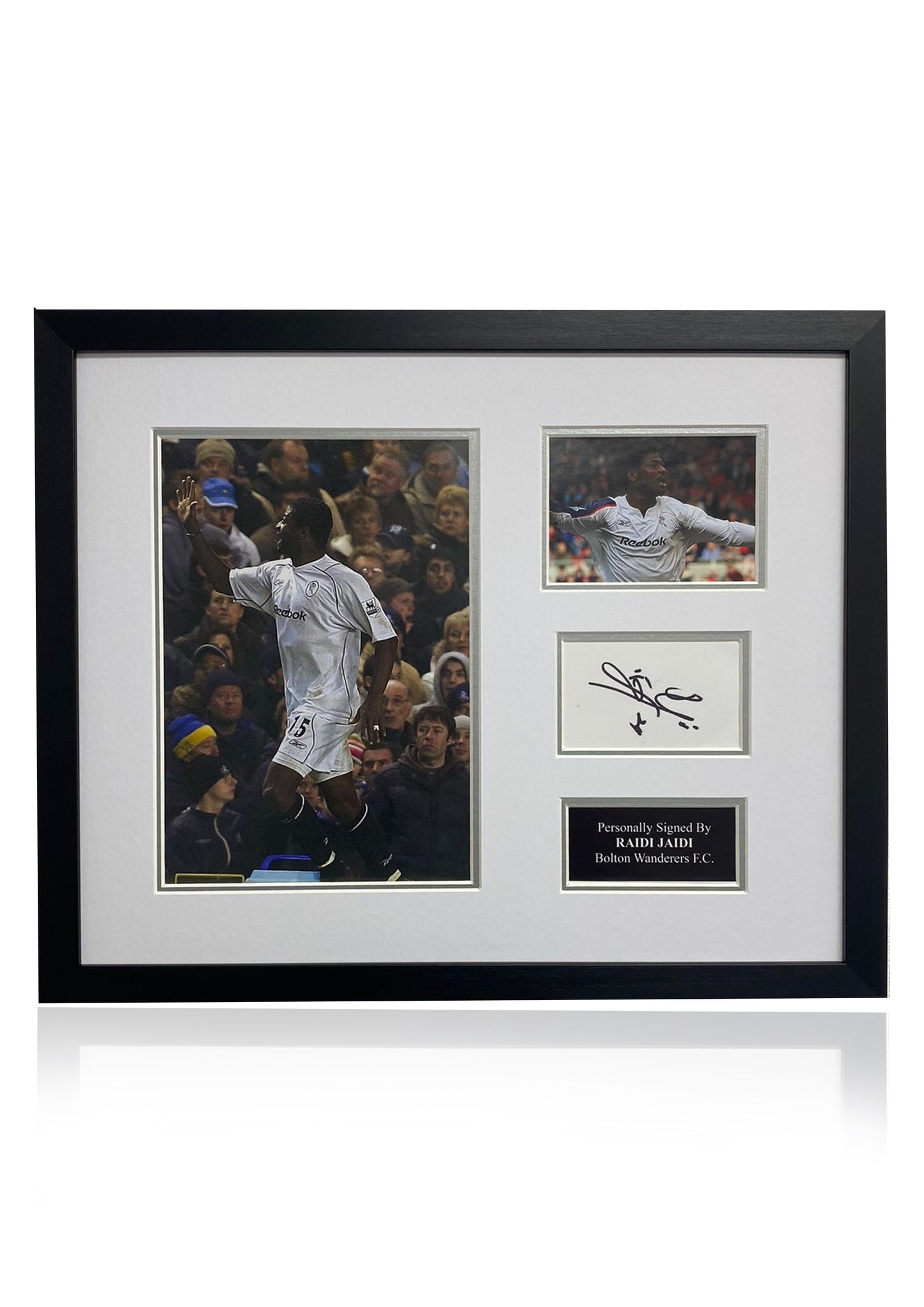 Raidi Jaidi Bolton Wanderers signed framed photo card montage