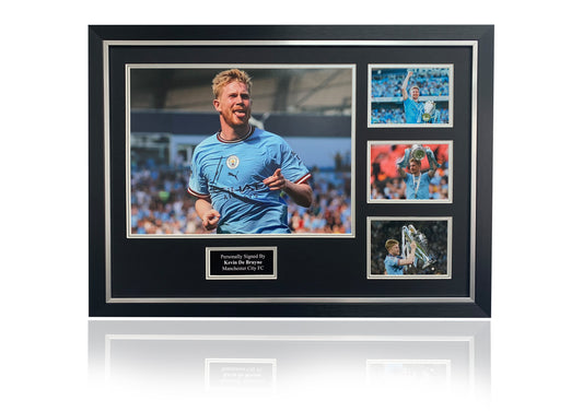 Kevin De Bruyne framed signed treble winning Manchester City photo montage