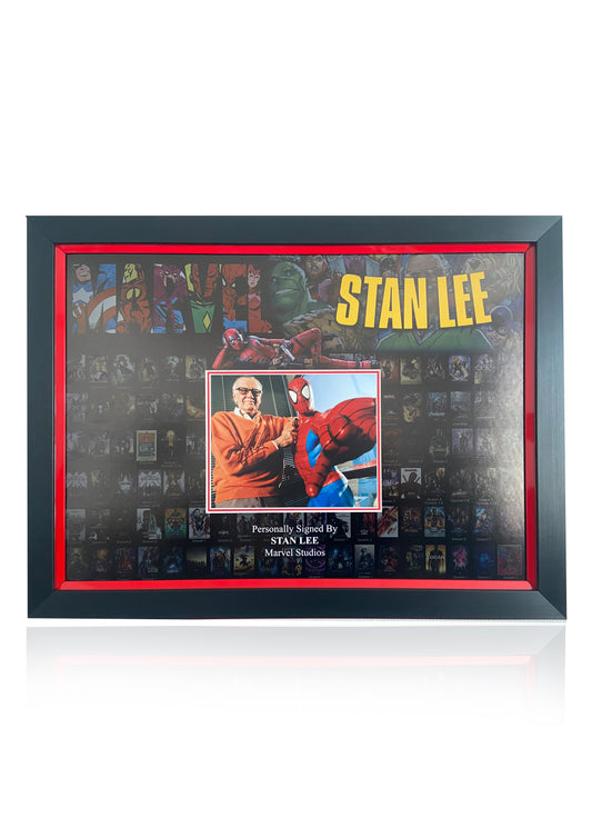 Stan Lee hand signed Marvel framed deluxe photo montage