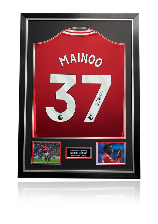 Kobbie Mainoo signed framed Manchester United shirt