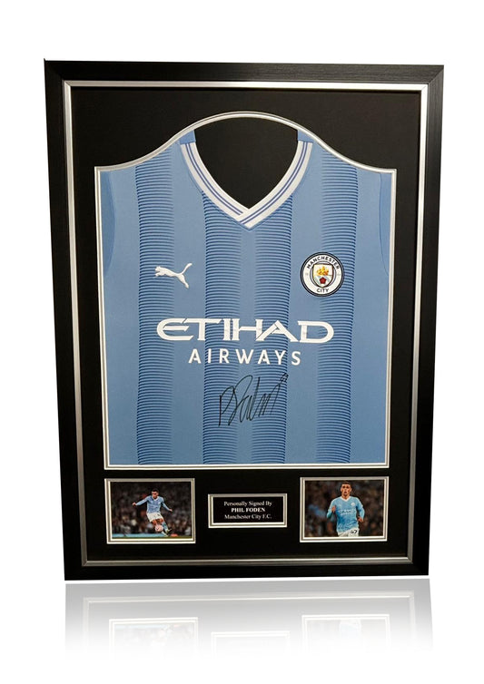 Phil Foden signed framed 2023/24 Manchester City F.C. Shirt
