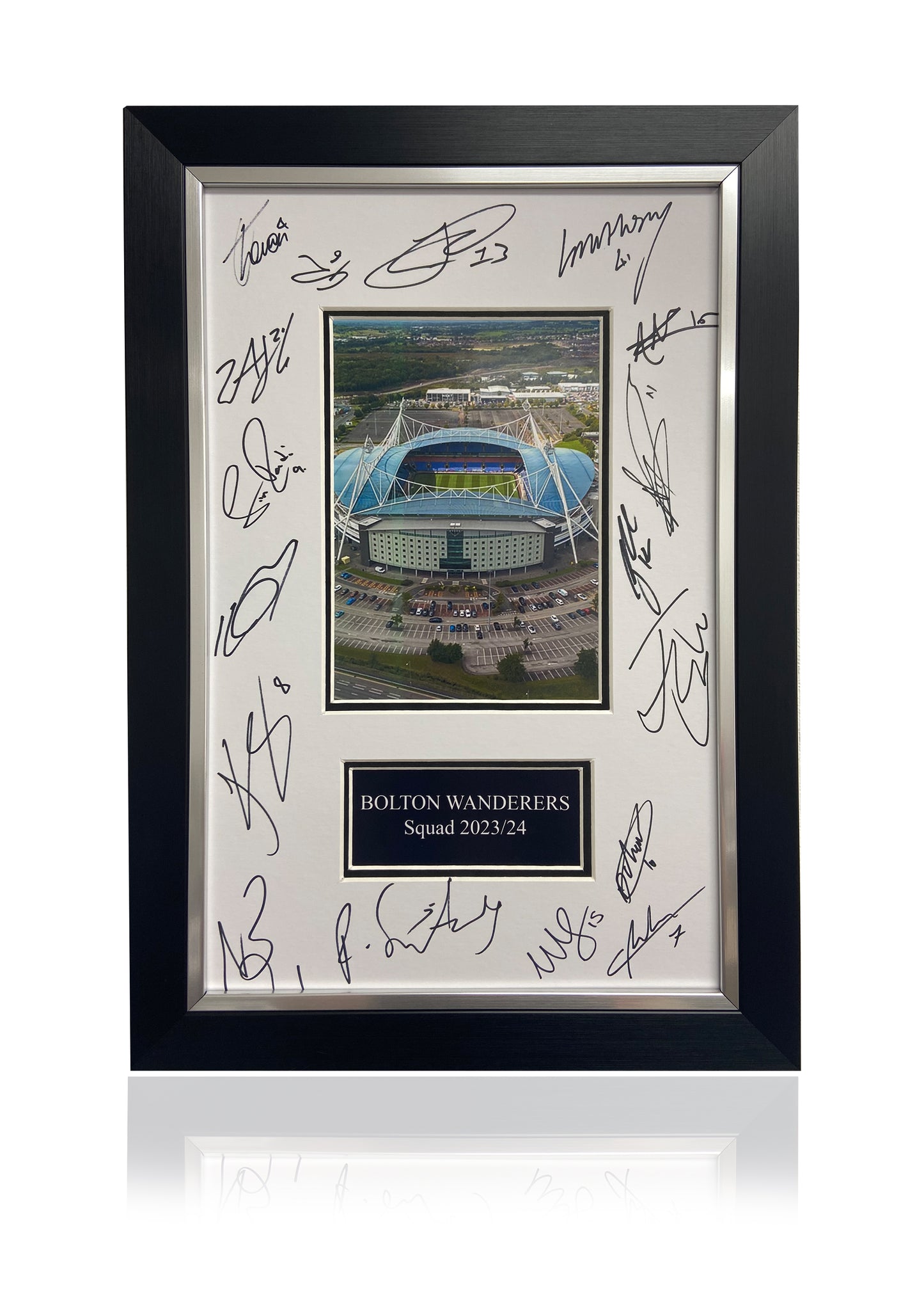 Bolton Wanderers framed hand signed 23/24 squad stadium montage