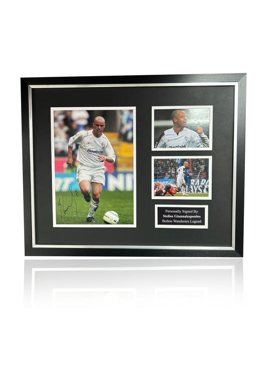 Stelios Giannakopoulos Bolton Wanderers signed framed photo montage