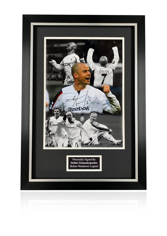 Stelios Giannakopoulos Bolton Wanderers framed signed photo montage