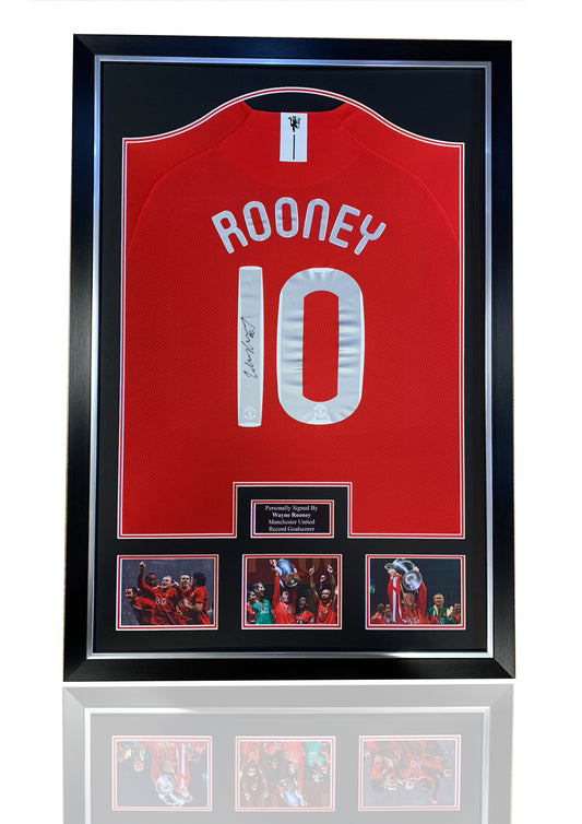 Wayne Rooney signed 2008 Manchester United deluxe frame shirt