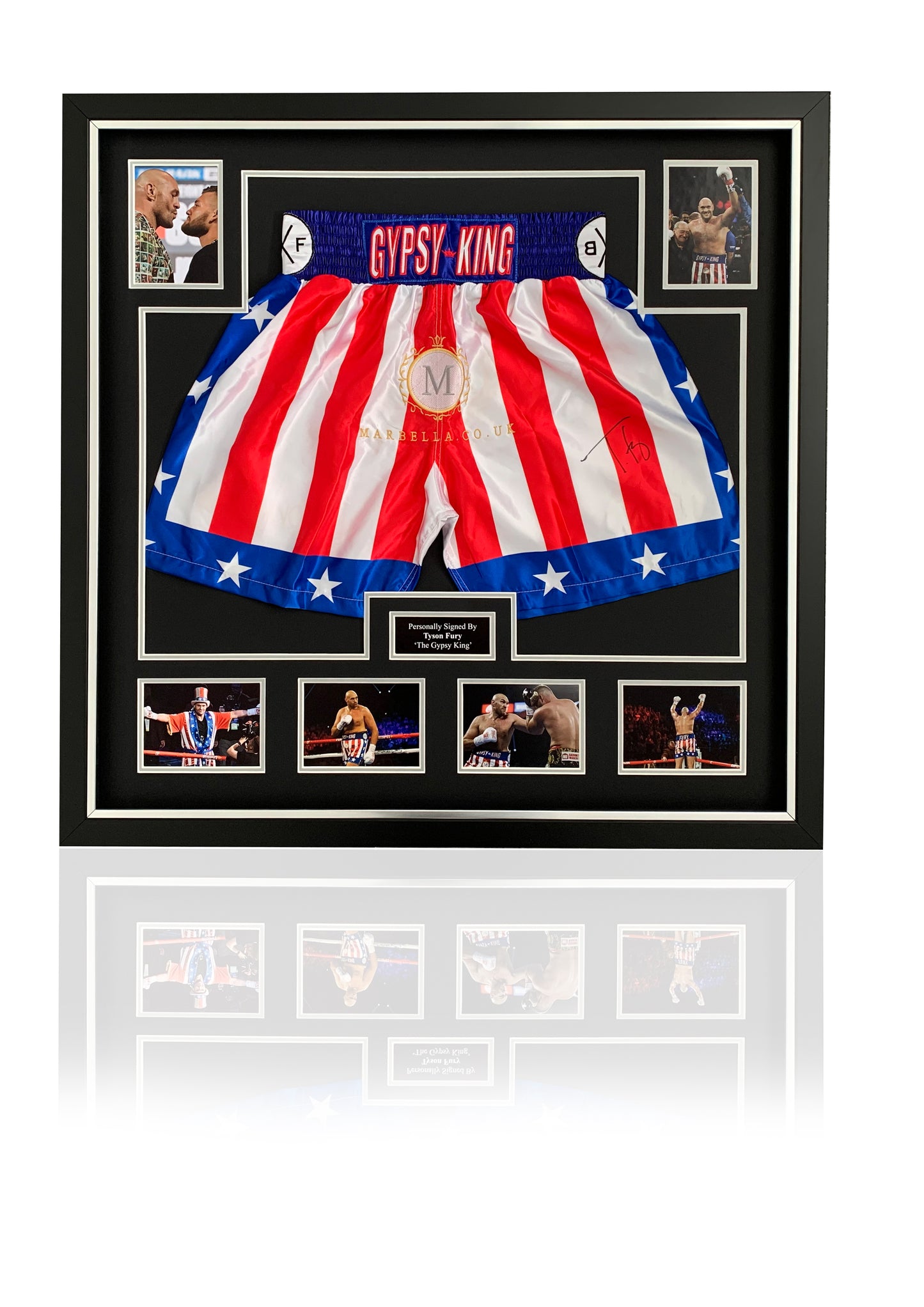 Tyson Fury The Gypsy King signed boxing shorts frame