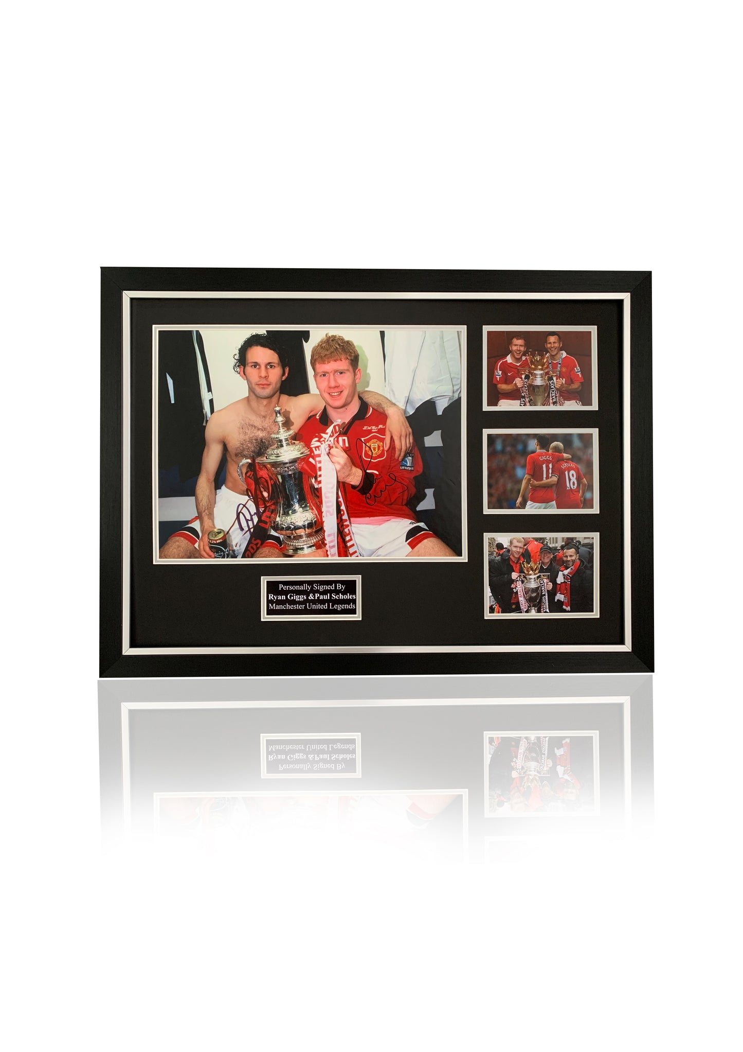 Ryan Giggs and Paul Scholes Manchester United large dual signed framed photo montage