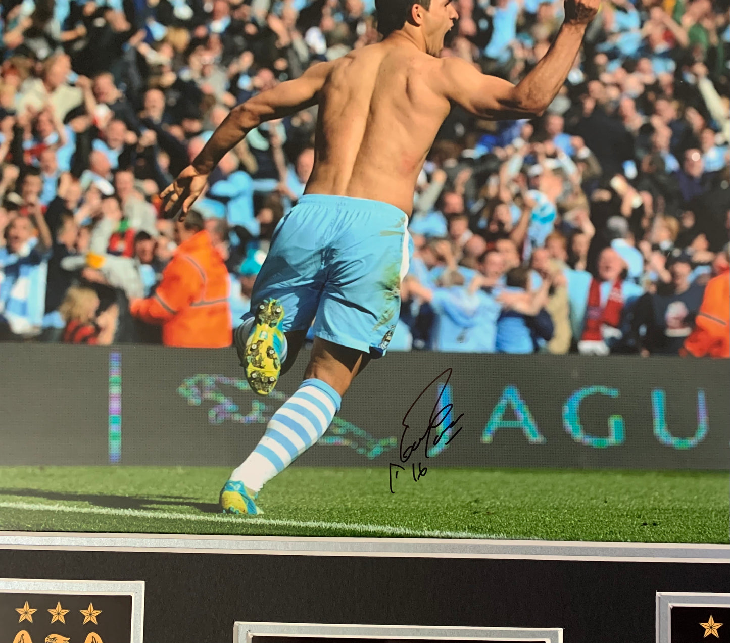 Sergio Aguero framed signed photo montage