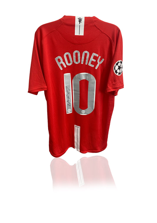Wayne Rooney signed 2008 double winning Manchester United red home shirt
