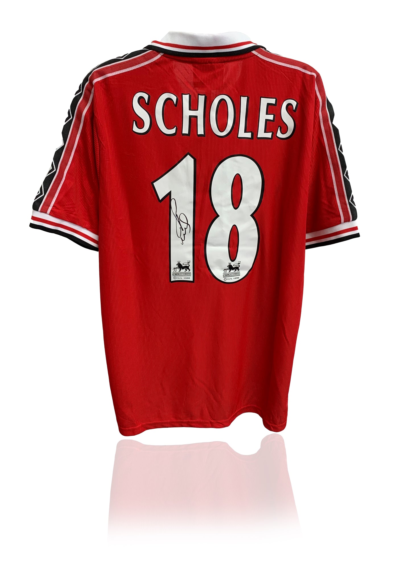 Paul Scholes Signed 1999 treble winning Manchester United red home shirt