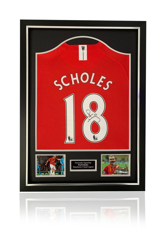 Paul Scholes 2008 Manchester United premier league signed framed shirt