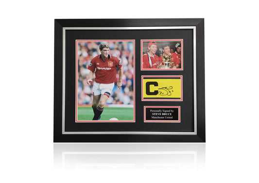 Steve Bruce signed framed Manchester United captains armband