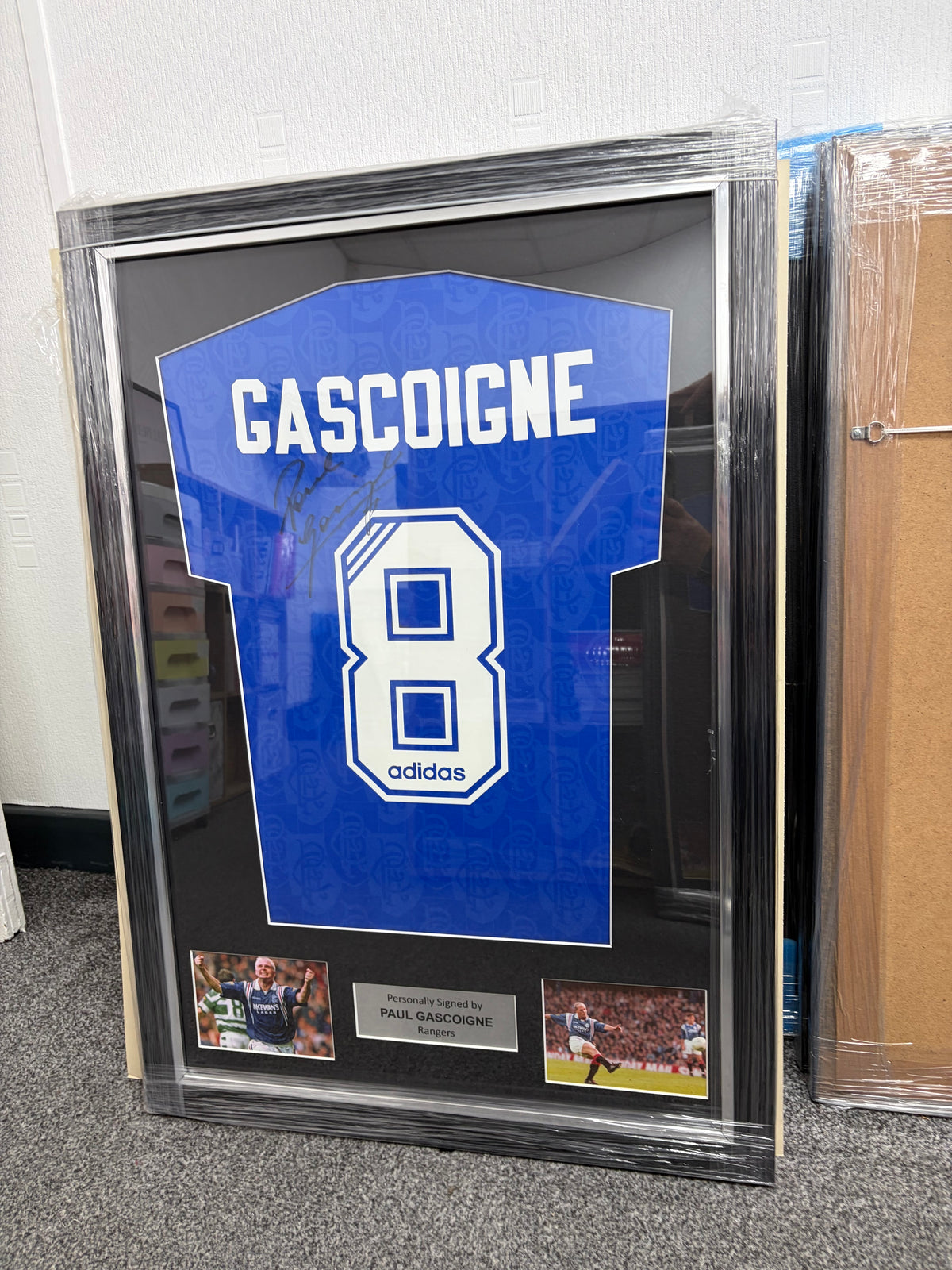 Paul Gazza Gascoigne Rangers signed framed football shirt
