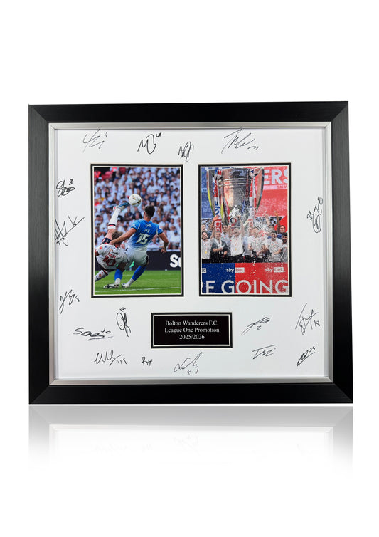 Bolton Wanderers 2025/26 squad signed framed photo mount montage