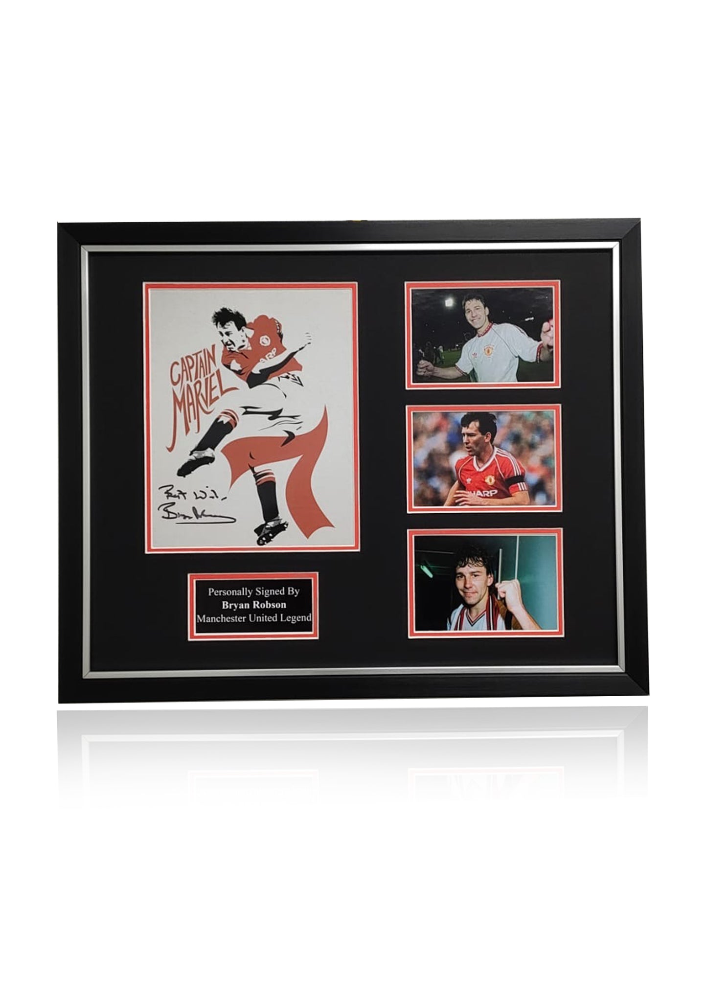 Bryan Robson Manchester United hand signed framed photo montage