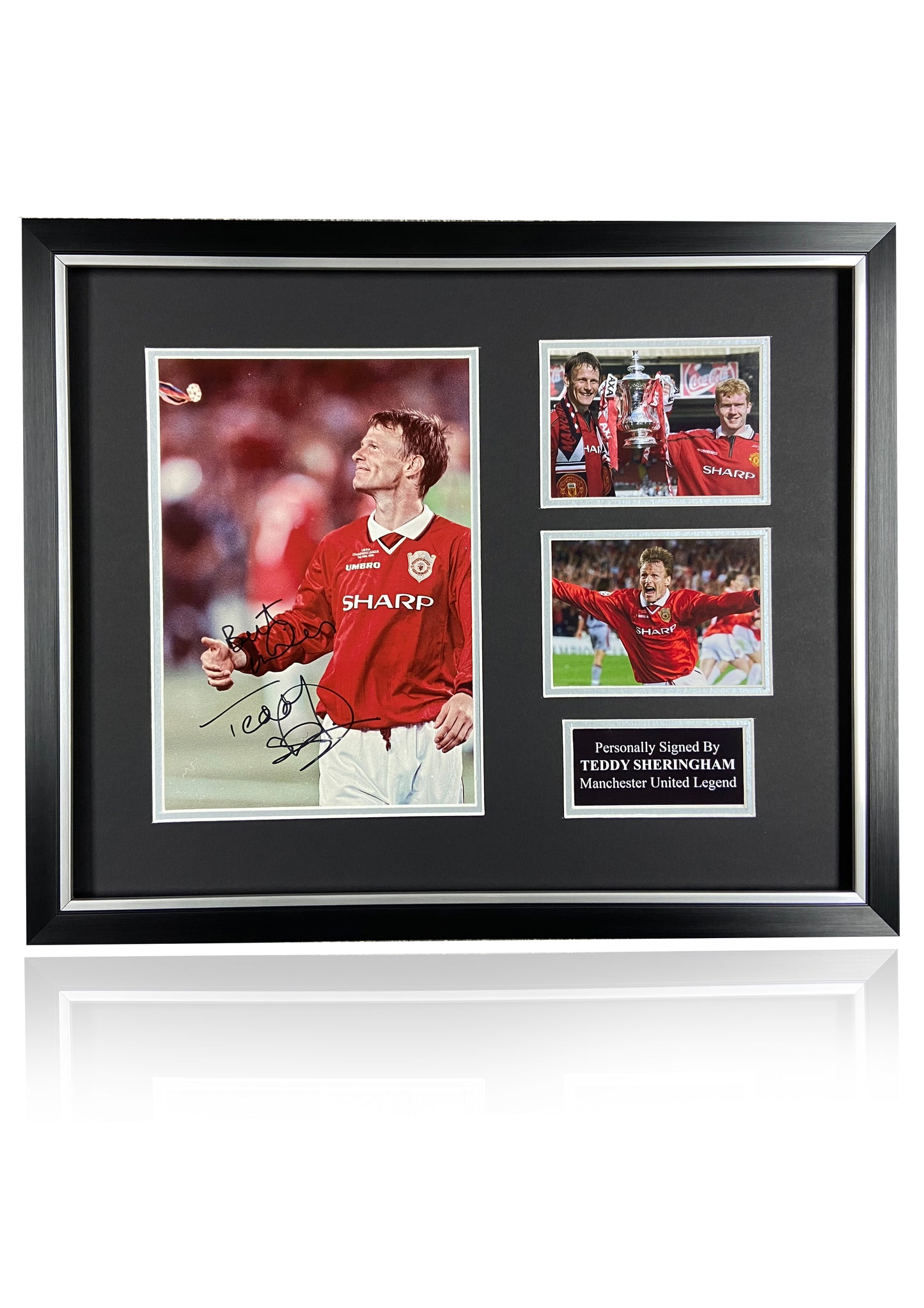 Teddy Sheringham Manchester United signed framed photo montage