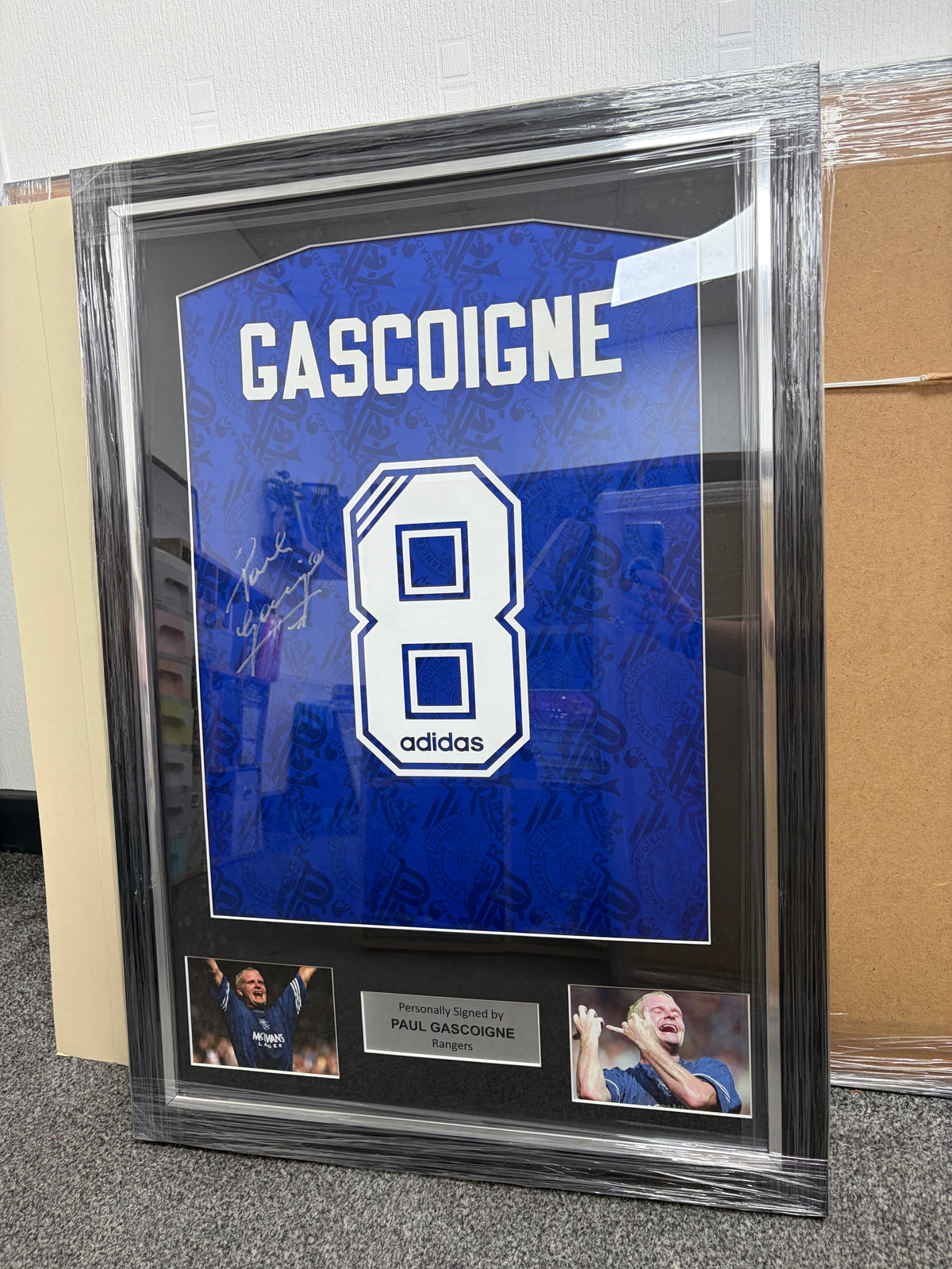 Paul Gazza Gascoigne Rangers signed framed football shirt
