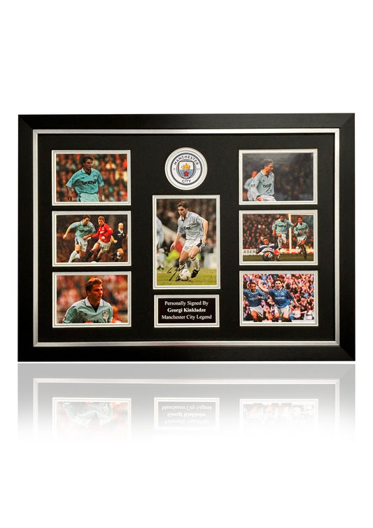 Georgi Kinkladze signed framed Manchester City photo montage