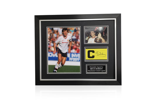 Bryan Robson signed framed Manchester United captains armband