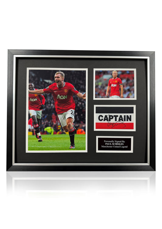 Paul Scholes signed framed Manchester United captains armband